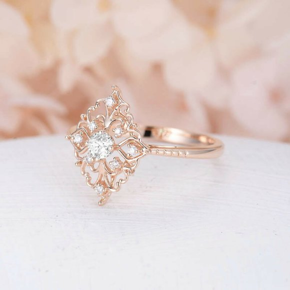 New Rose Gold Women's Wedding Sapphire Ring - Picture 4 of 8